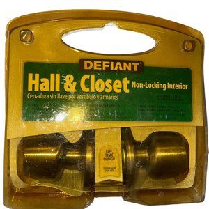 Hall Closet Door Knob Set  Brushed Nickel Non Locking Interior Defiant Steel